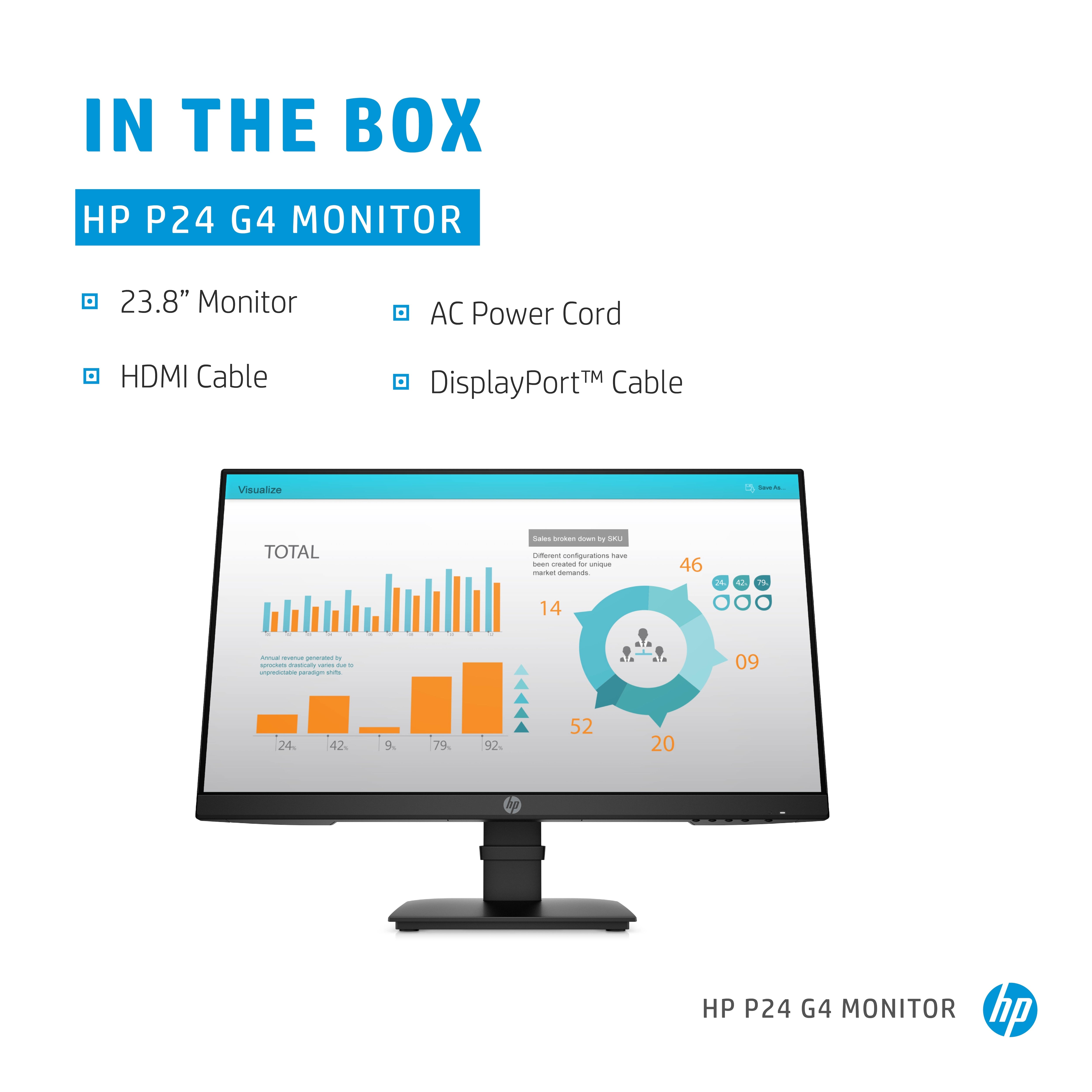 HP P-Series P24 G4 computer monitor 60,5 cm (23.8") 1920 x 1080 Pixels Full HD 1A7E5AA#ABB