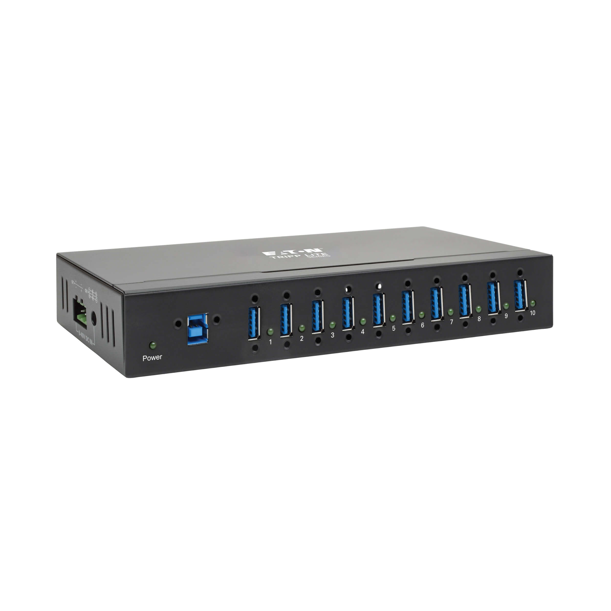 Tripp Lite U360-010-IND USB 3.x (5 Gbps) Nabe mit 10 Ports in Industriequalität – 20 kV ESD-Immunität, Metallgehäuse, montierbar U360-010-IND
