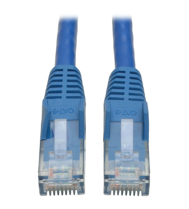 Tripp Lite N201-003-BL50BP Cat6 Gigabit hakenloses, anvulkanisiertes (UTP) Ethernet-Kabel (RJ45 Stecker/Stecker), PoE, Blau, 0,91 m, Großpackung 50 Stk. N201-003-BL50BP