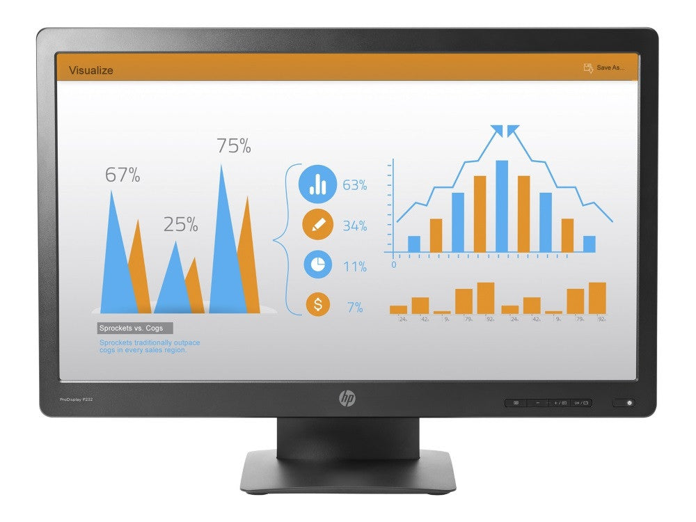 HP ProDisplay Monitor P232 de 23 pulgadas computer monitor 58,4 cm (23") 1920 x 1080 Pixels Full HD LED Zwart K7X31AA