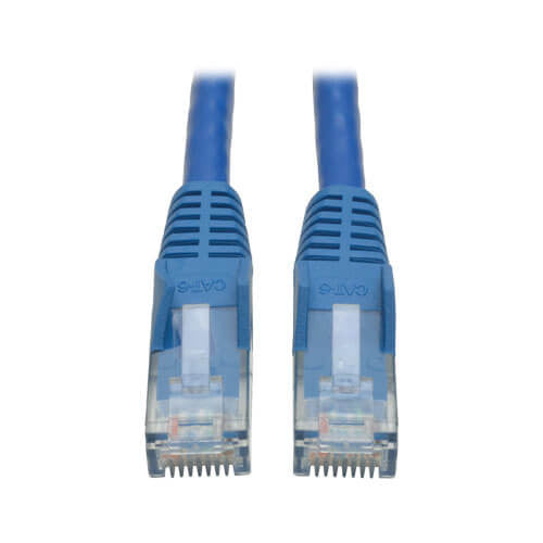 Tripp Lite N201-001-BL50BP Cat6 Gigabit hakenloses, anvulkanisiertes (UTP) Ethernet-Kabel (RJ45 Stecker/Stecker), PoE, Blau, 0,31 m, Großpackung 50 Stk. N201-001-BL50BP