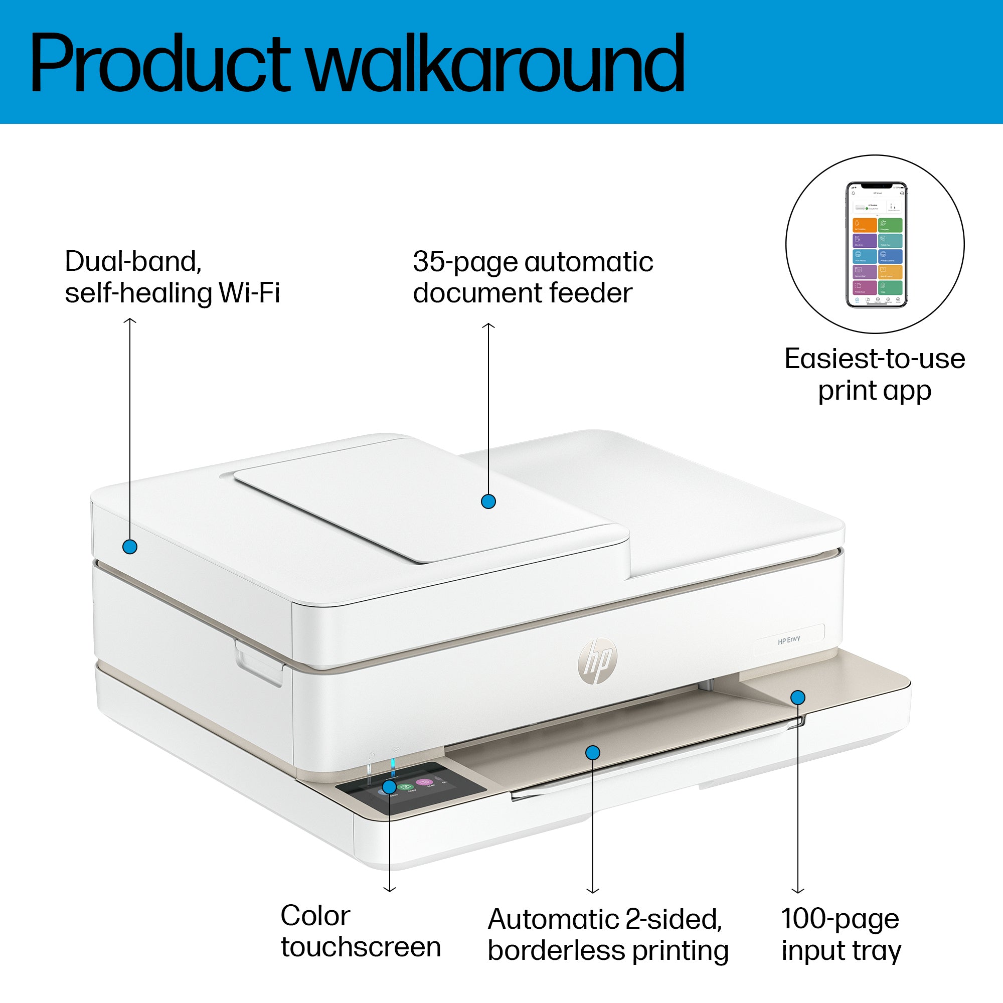 HP ENVY 6532e Draadloos All-in-One Kleur Printer, Instant Ink; Foto's printen