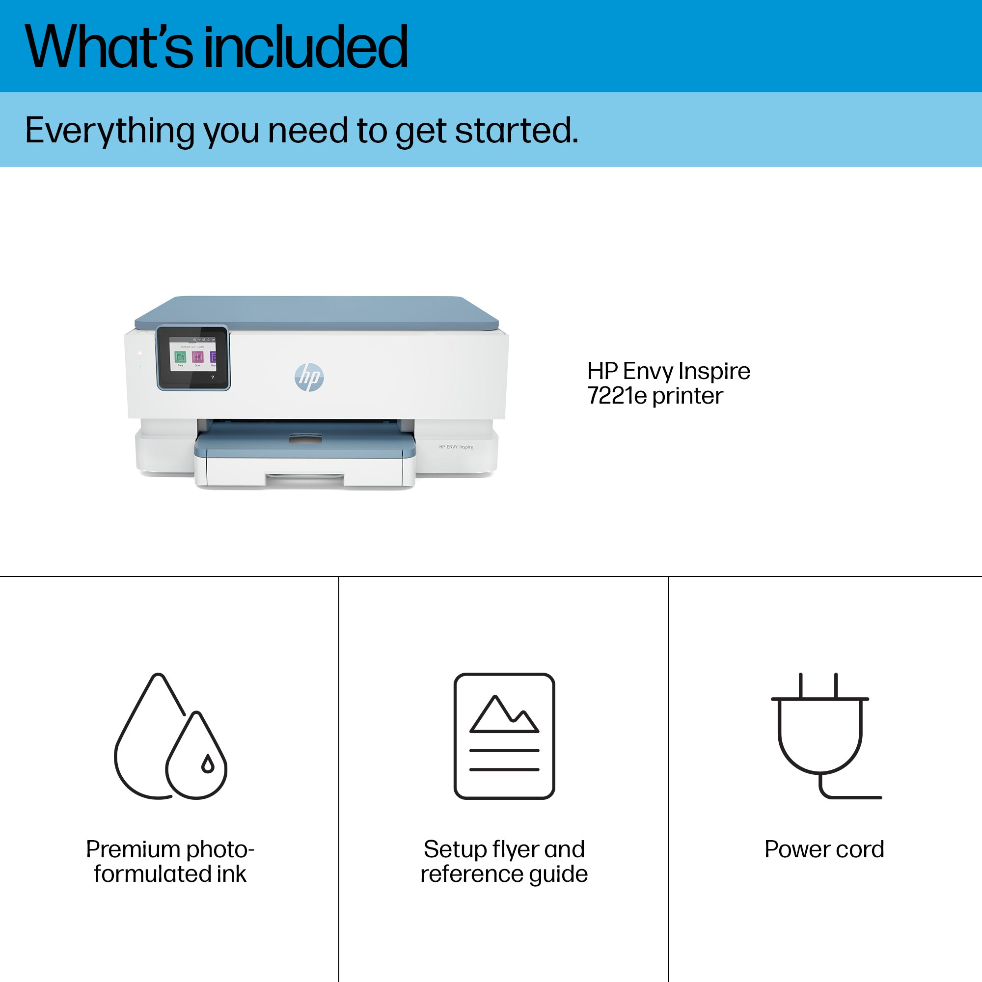 HP ENVY Inspire 7221e Draadloos All-in-One Kleur Printer, Instant Ink; Foto's printen