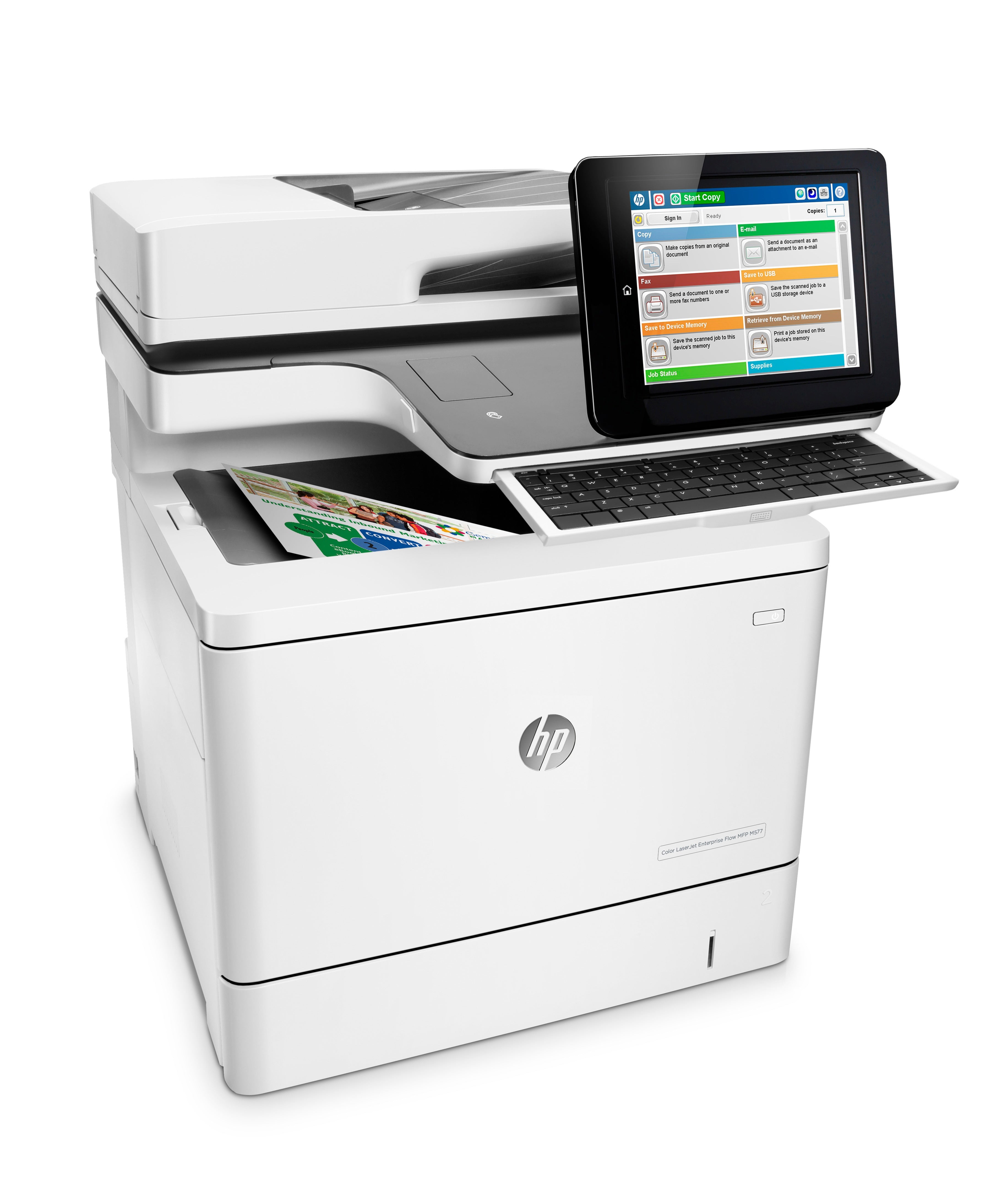 HP Color LaserJet Enterprise Flow M577c MFP, Farbe, Drucker für Kleine & mittelständische Unternehmen, Drucken/Kopieren/Scannen/Faxen, Automatischer Vorlageneinzug für 100 Blatt; USB-Druck über Vorderseite; Scannen an E-Mail/PDF; Beidseitiger Druck