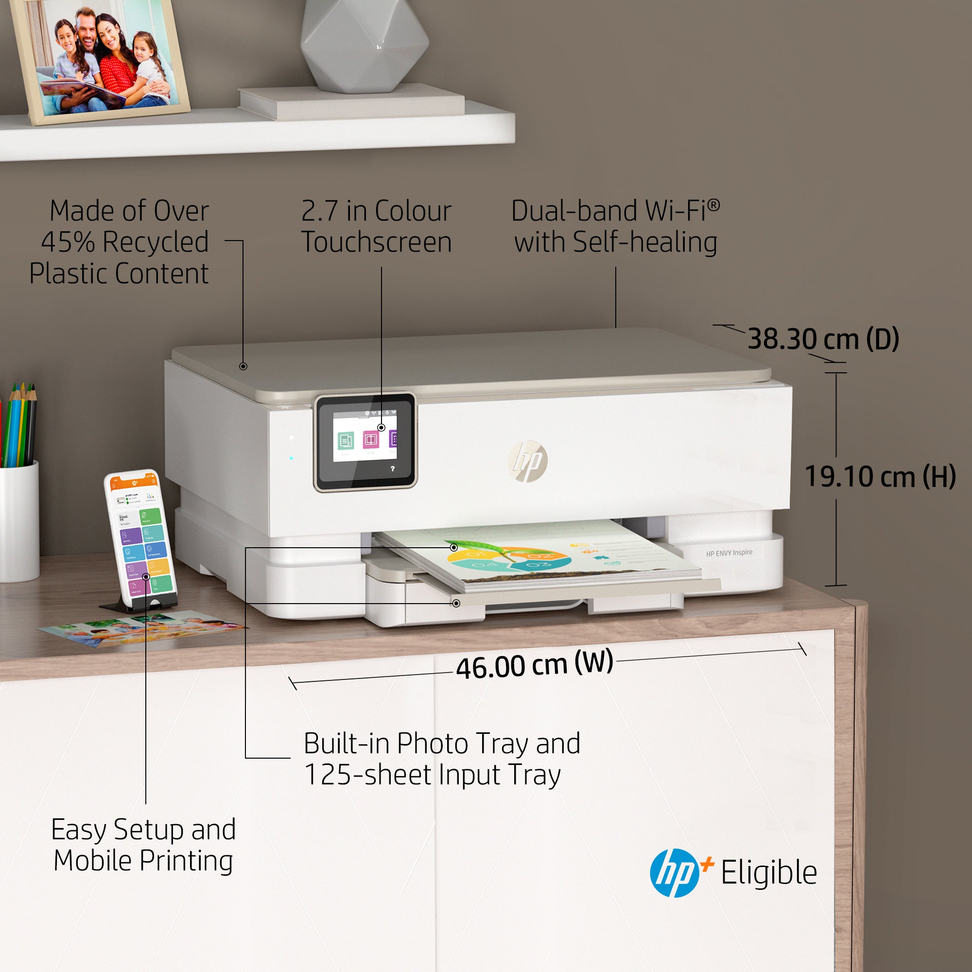HP ENVY Inspire 7224e Draadloos All-in-One Kleur Printer, Instant Ink; Kopieerapparaat, scanner 349V2B#629
