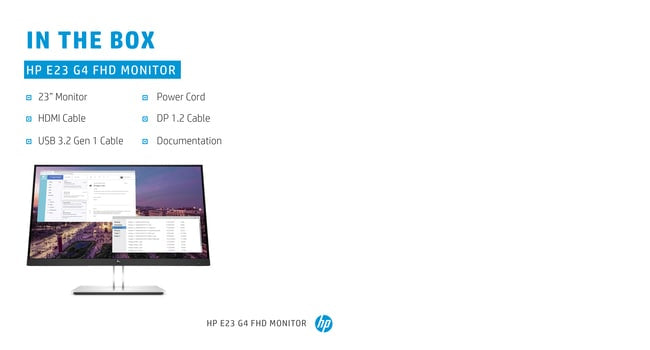HP E-Series E23 G4 FHD Monitor computer monitor 58,4 cm (23") 1920 x 1080 Pixels Full HD LCD Zwart, Zilver