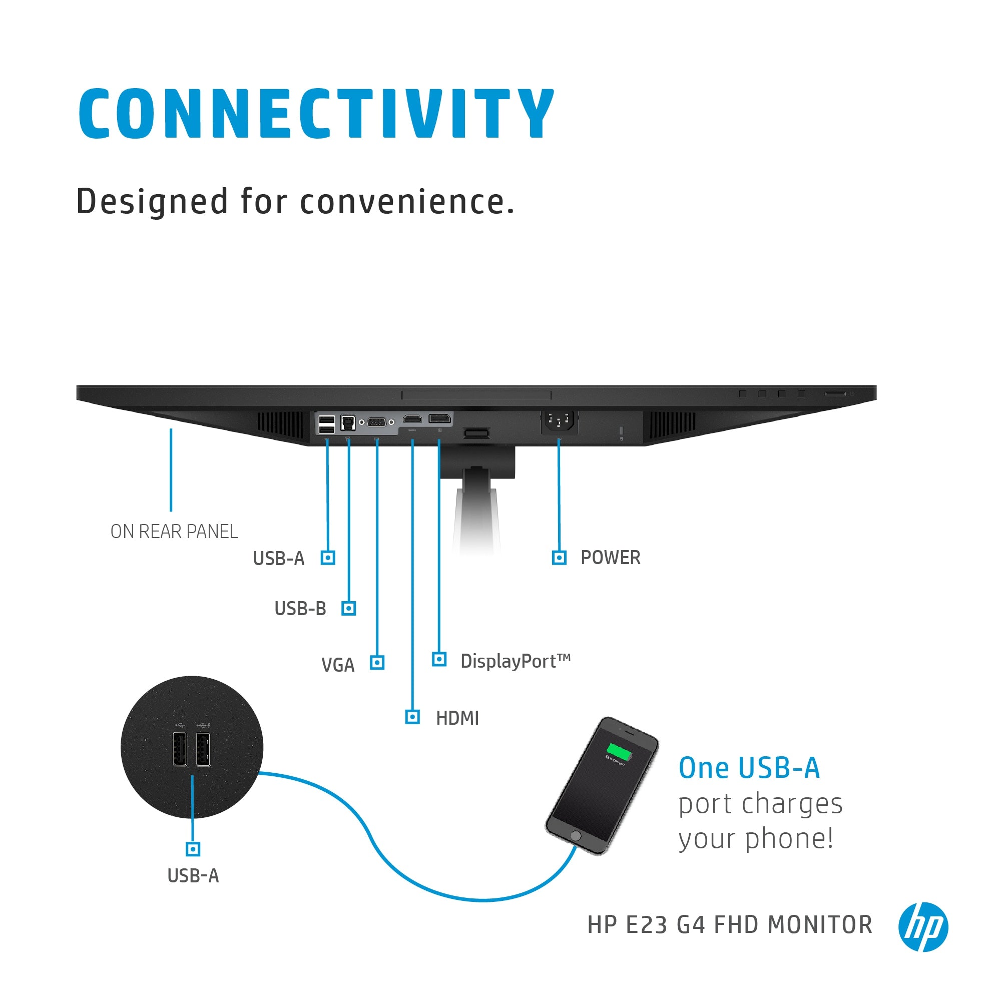 HP E-Series E23 G4 FHD Monitor computer monitor 58,4 cm (23") 1920 x 1080 Pixels Full HD LCD Zwart, Zilver
