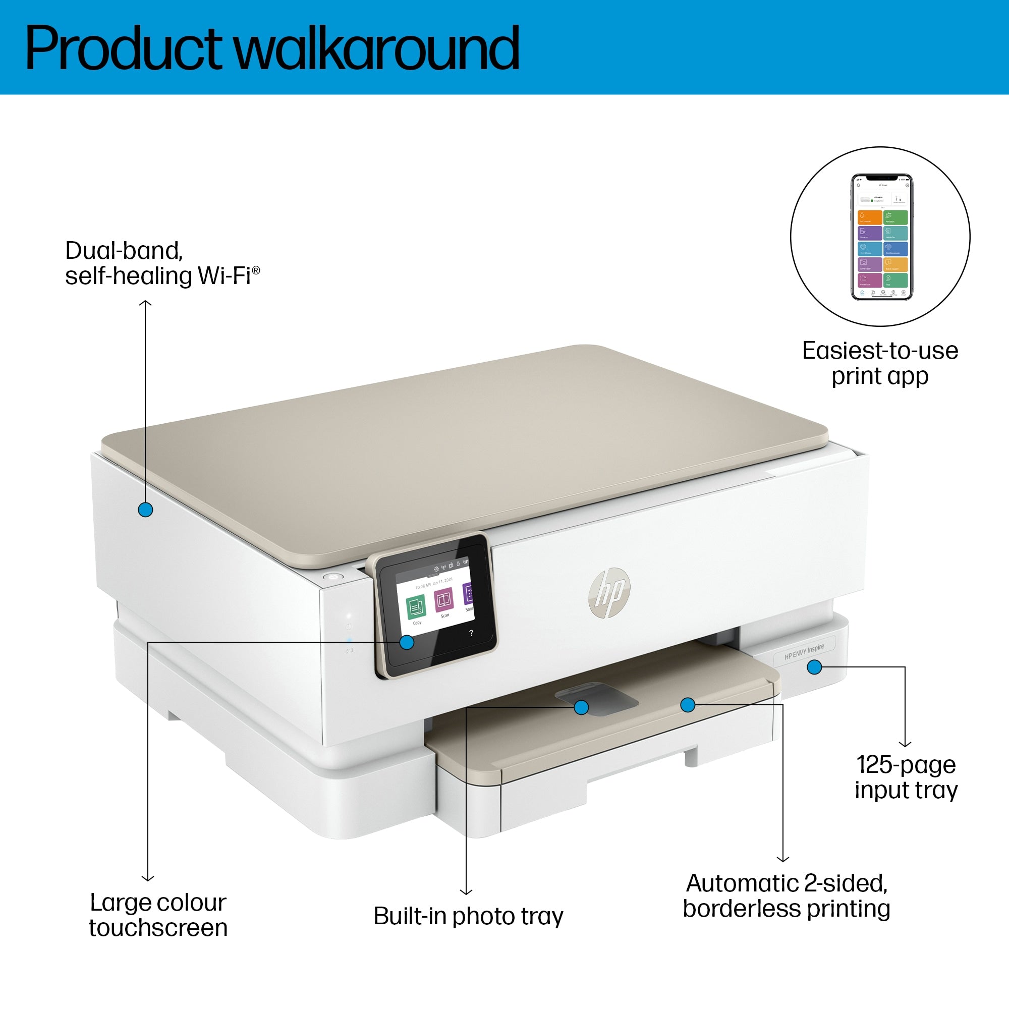 HP ENVY Inspire 7224e Wireless All-in-One Farbe Drucker, Instant Ink; Kopierer, Scanner