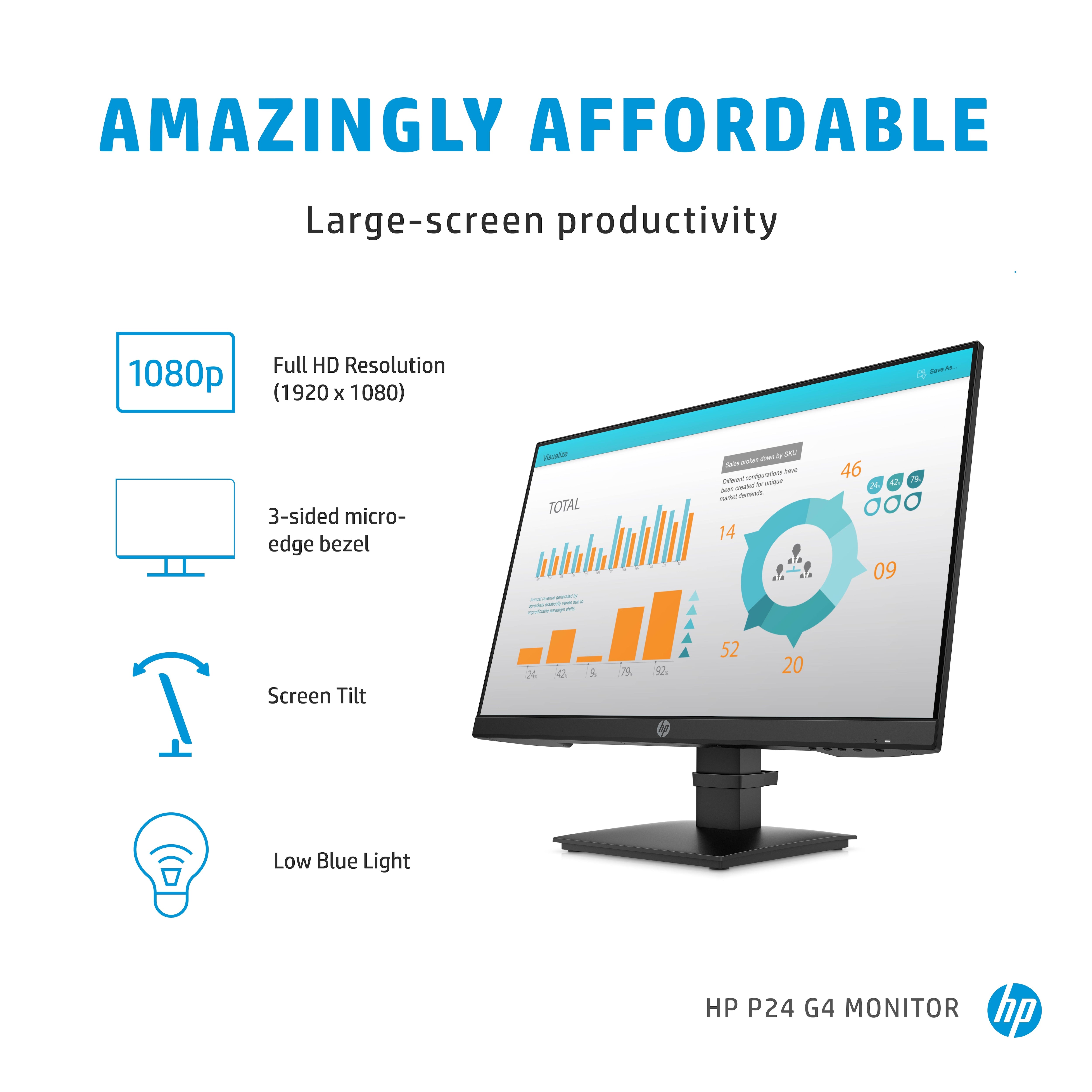 HP P-Series P24 G4 computer monitor 60,5 cm (23.8") 1920 x 1080 Pixels Full HD