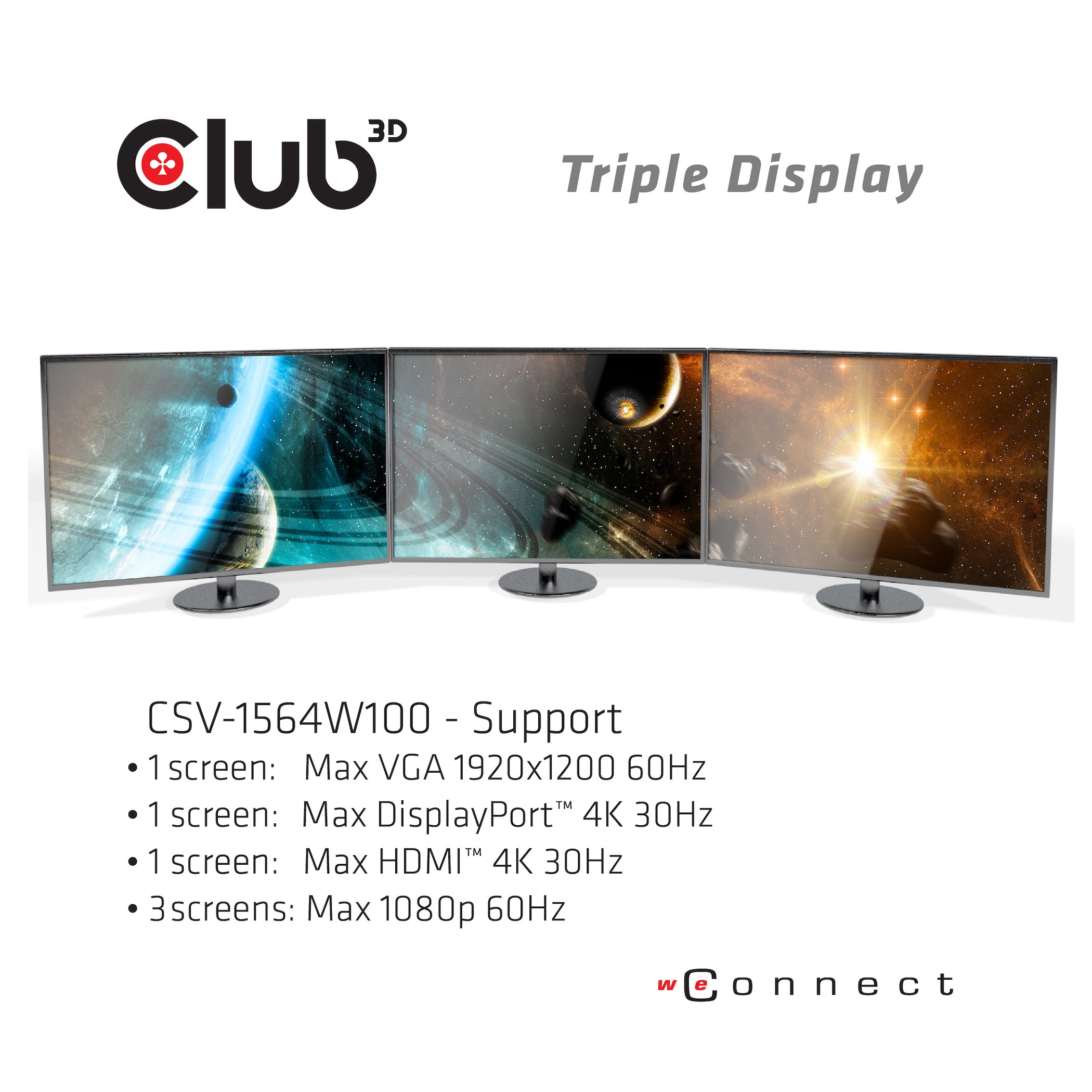 CLUB3D Club 3D USB Type-C Dockingstation – Verbind 3 Schermen & Laad Je Laptop Snel met 100W + Gratis charger inbegrepen