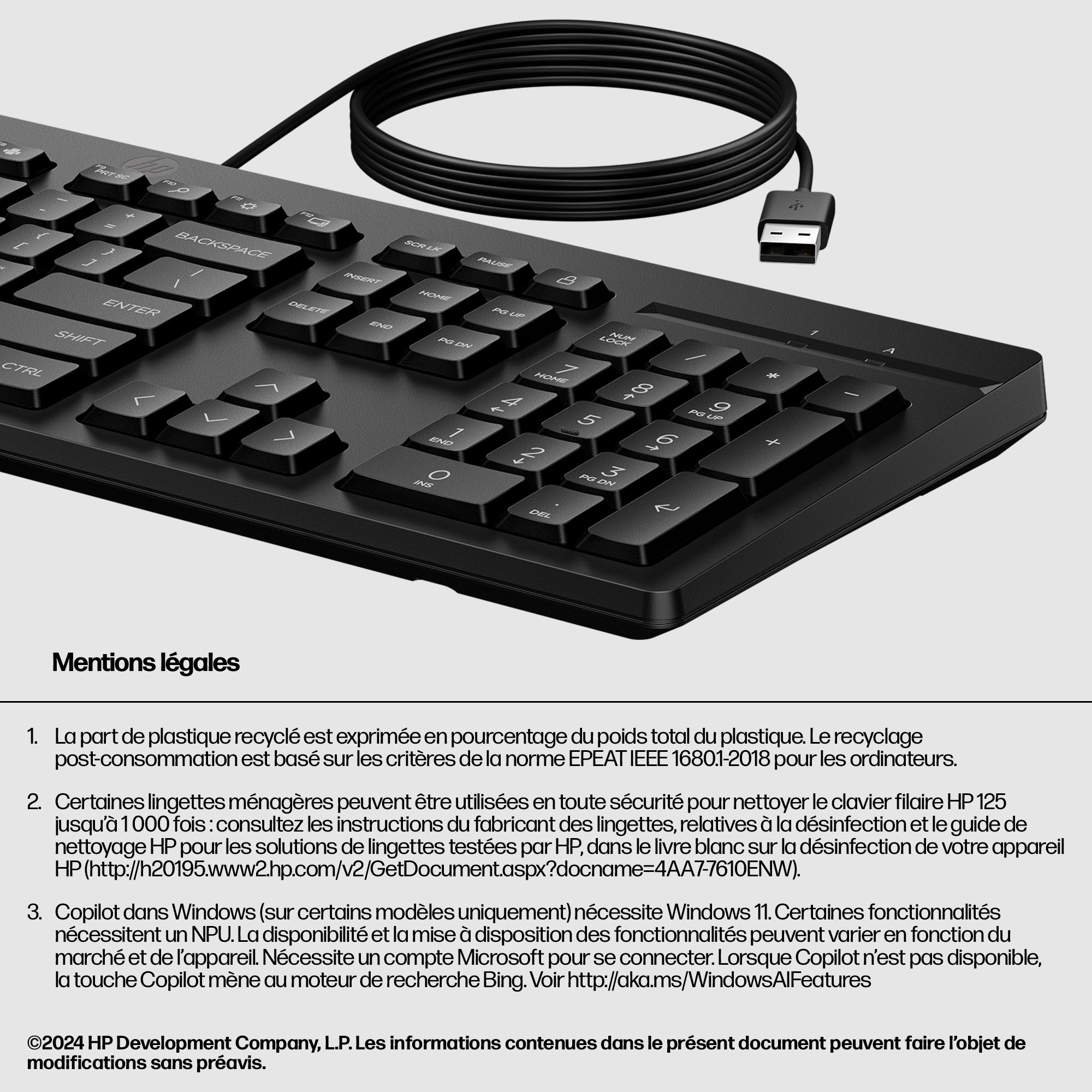 HP 125 Bedraad toetsenbord QWERTY Spaans M27527-071