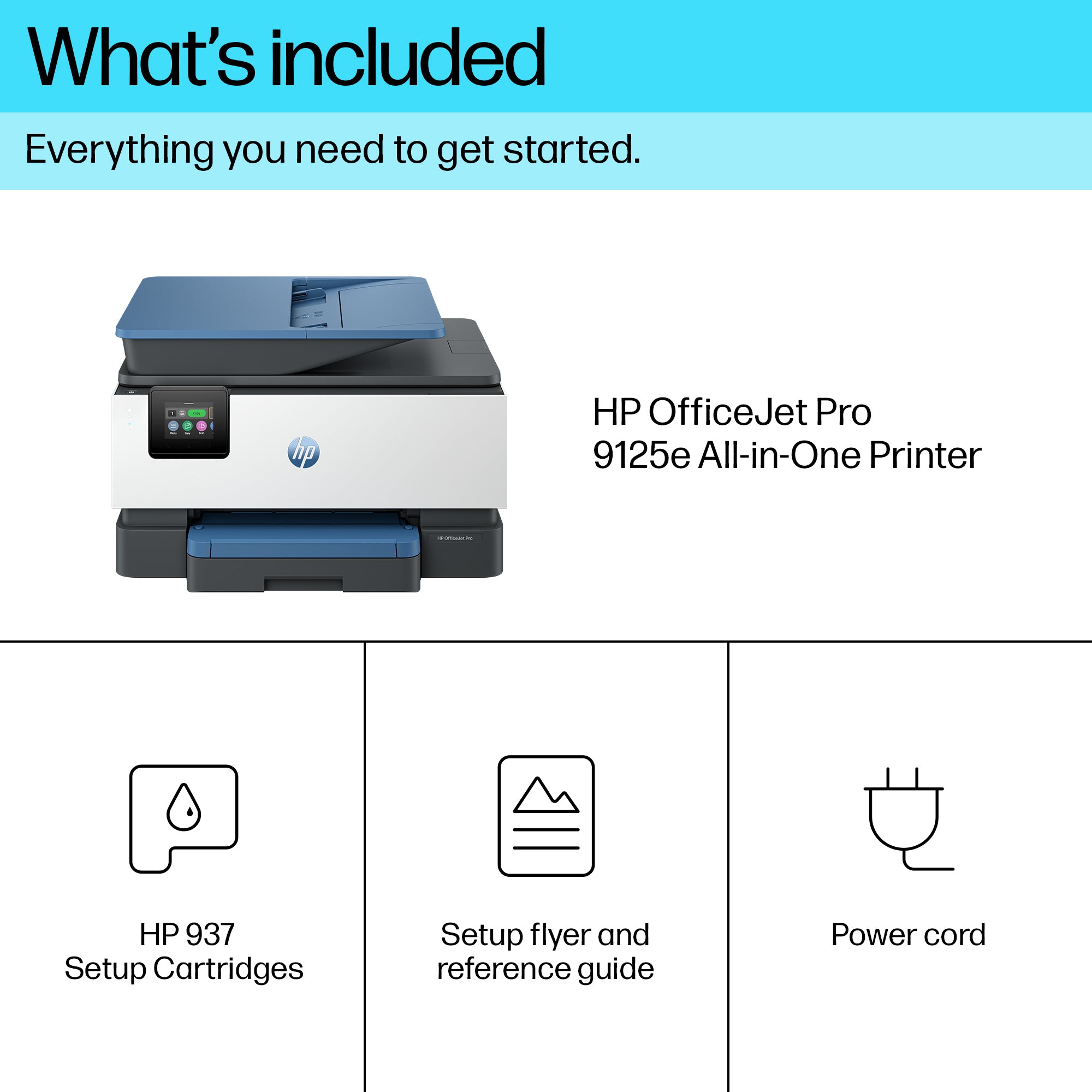 HP OfficeJet Pro 9125e Wireless All-in-One Color Printer, Instant Ink; Two-sided printing 403X5B#687
