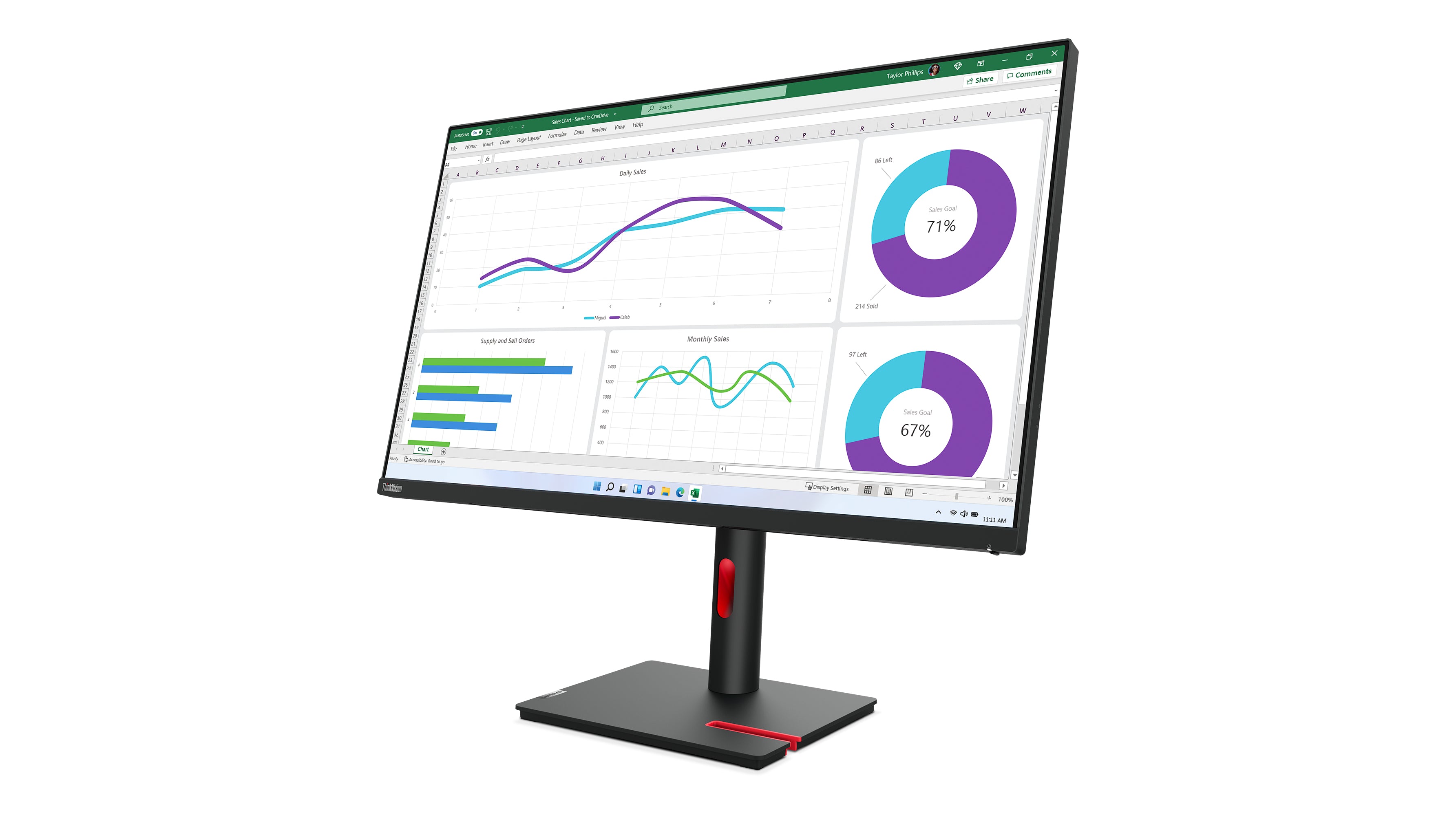 Lenovo ThinkVision T32h-30 LED display 80 cm (31.5") 2560 x 1440 Pixel Quad HD Schwarz 63D3GAT1EU