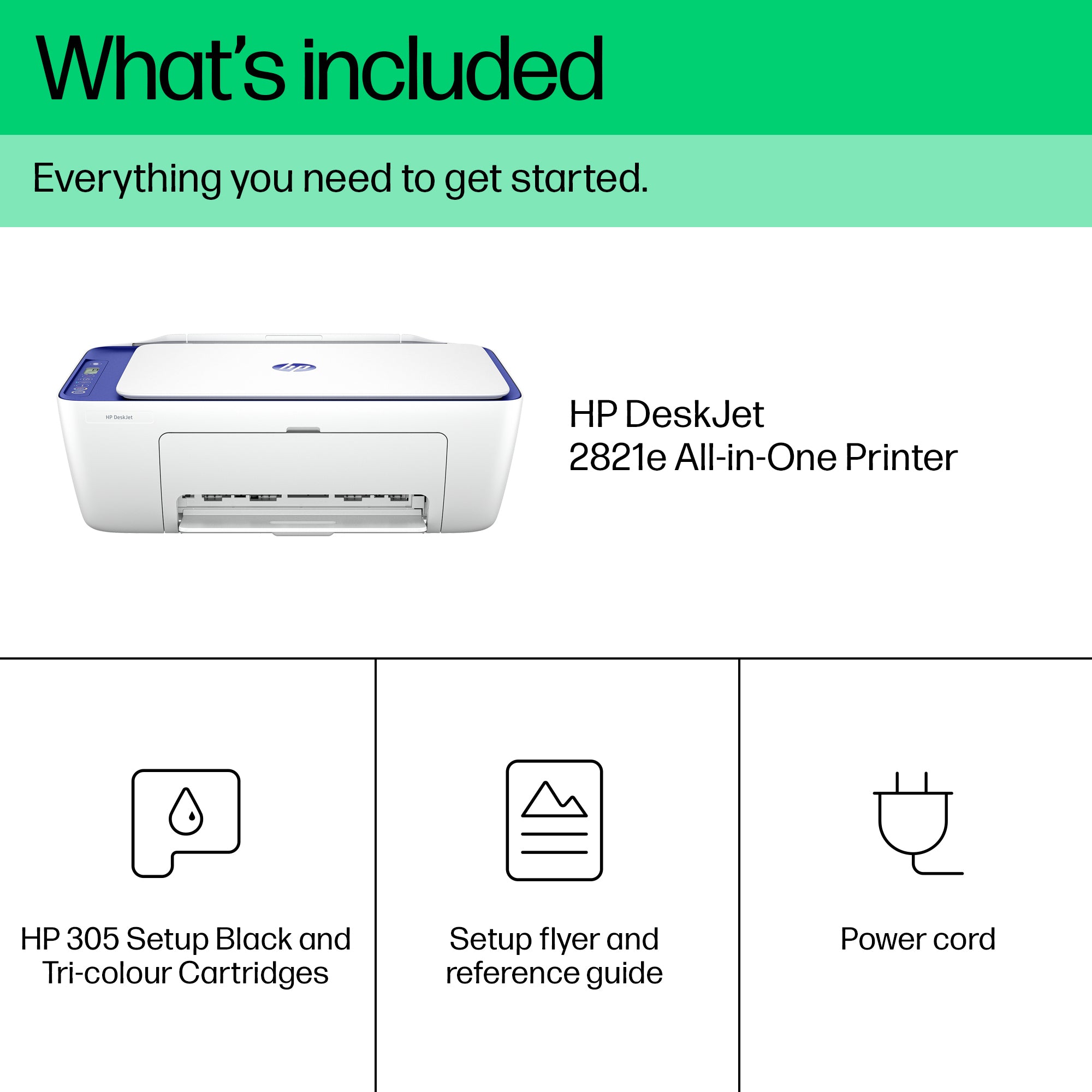 HP DeskJet 2821e Wireless All-in-One Color Printer, Instant Ink; Copier, Scanner 588Q2B#629