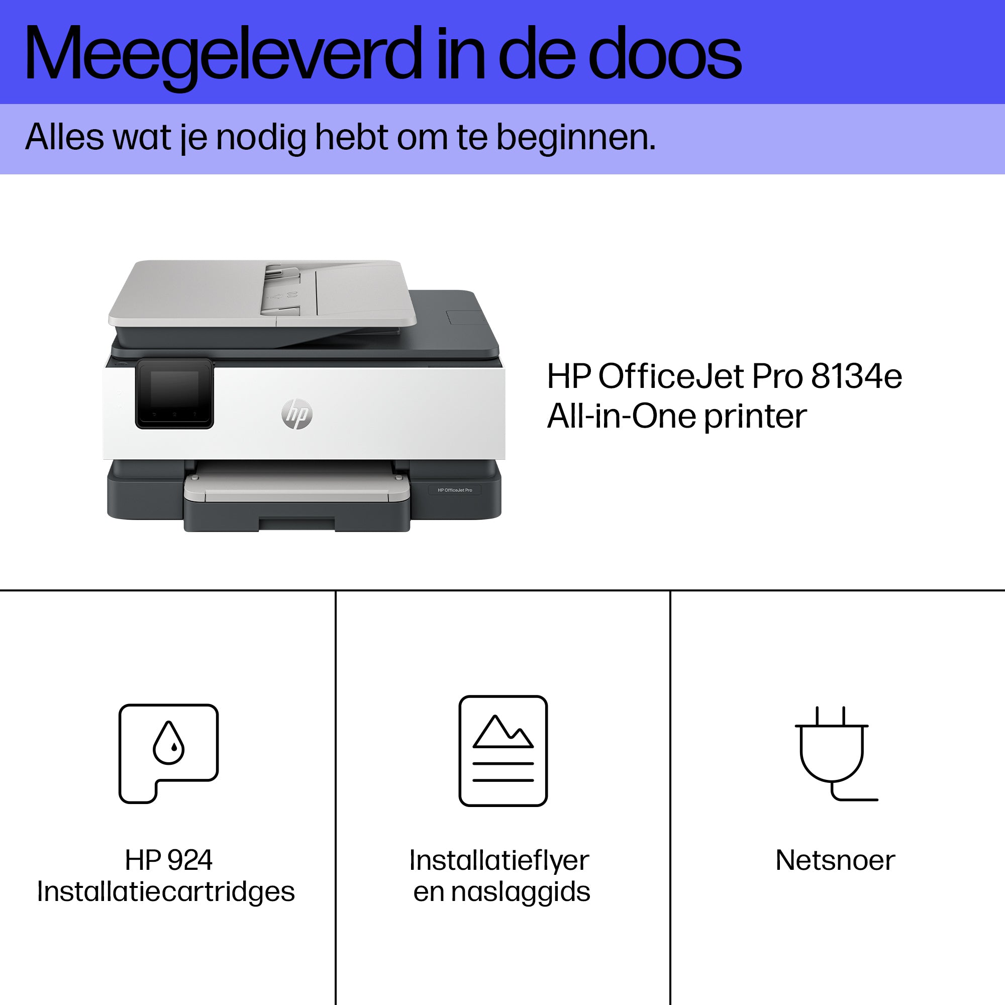 HP OfficeJet Pro 8134e Wireless All-in-One Color Printer, Instant Ink; Two-sided printing 40Q46B#629