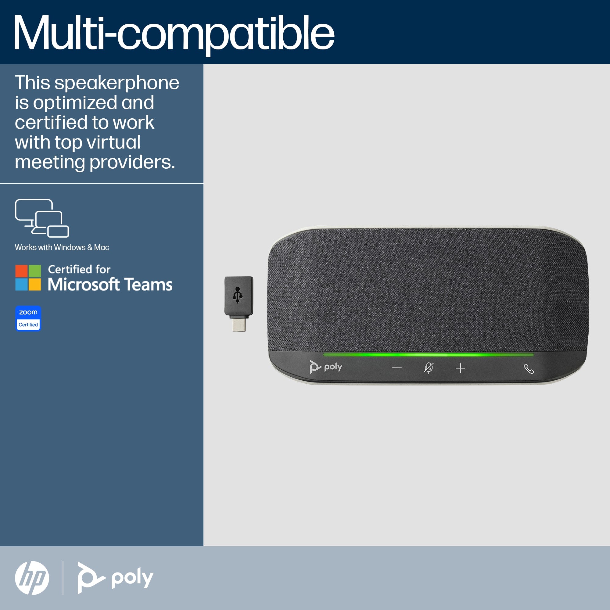 Poly Sync 10 Speakerphone + USB-A naar USB-C-kabel