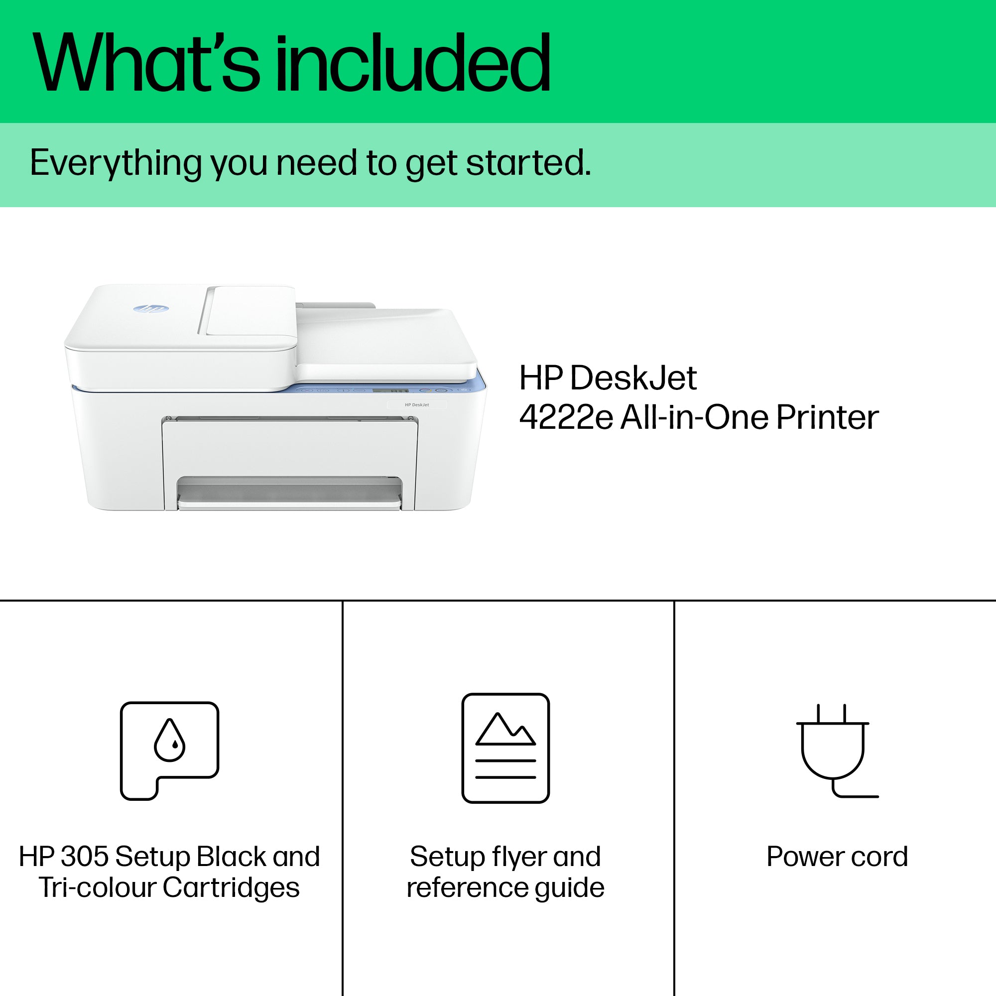 HP DeskJet 4222e Wireless All-in-One Color Printer, Instant Ink; Copier, Scanner 60K29B#629