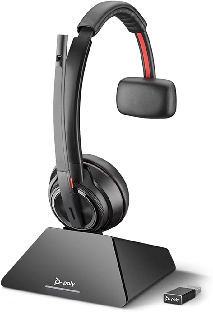 Poly Savi 8210 UC Headset Draadloos Hoofdband Kantoor/callcenter Oplaadhouder Zwart