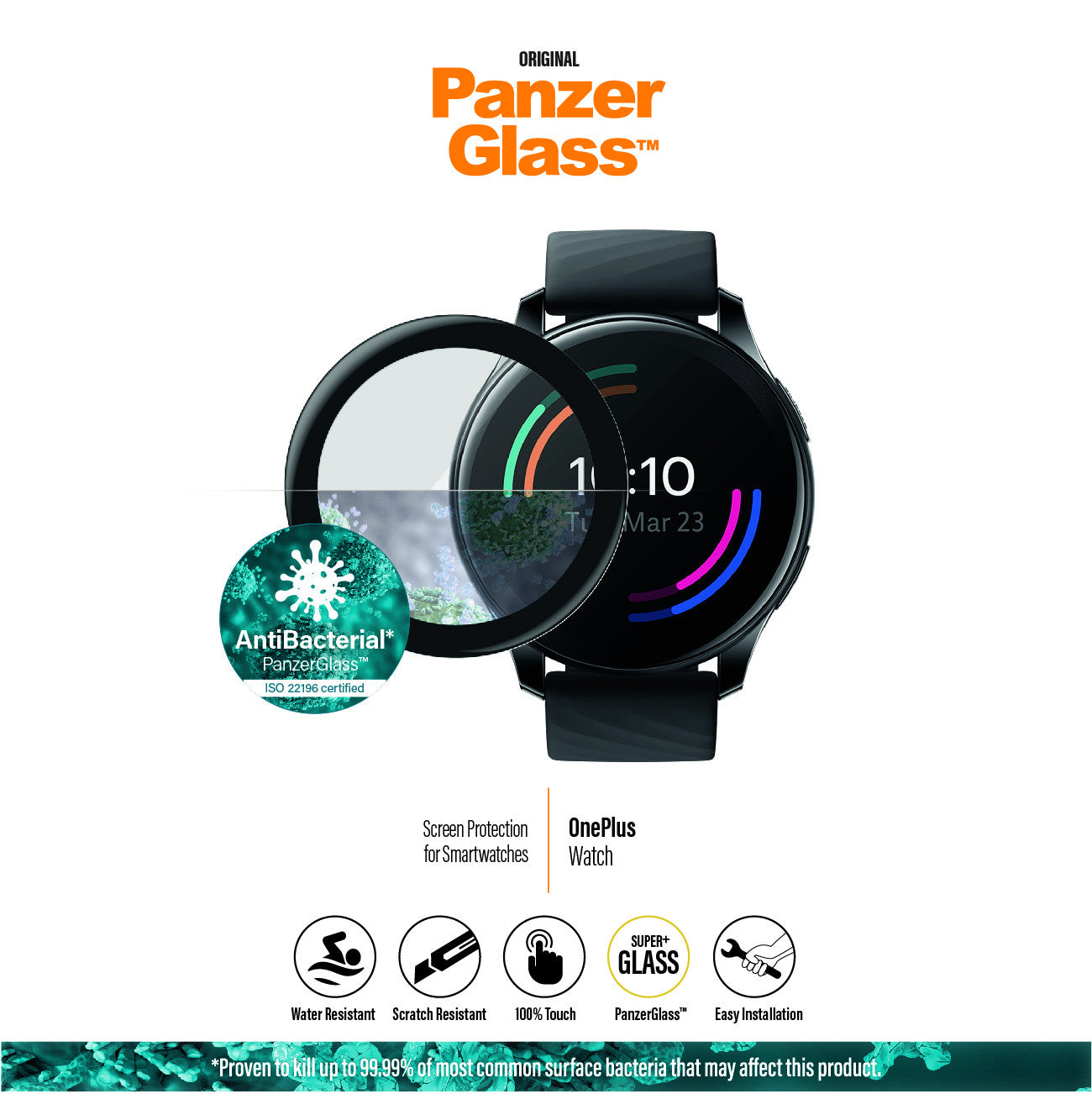 PanzerGlass OnePlus Watch Black Antibakteriell PZ-3657
