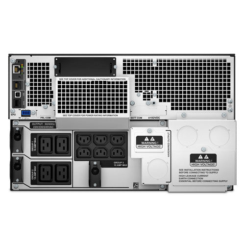 APC Smart-ups On-Line SRT10KRMXLI-10kW/VA, 6x C13 + 4x C19 + Hardwire 1 phase output, Rackmountable, Embedded NMC