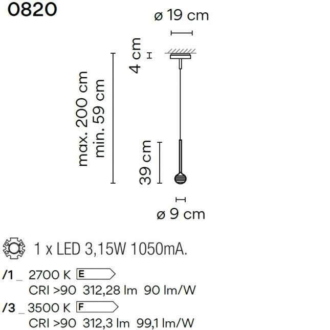 Vibia Algorithm LED hanging lamp Vibia Algorithm 0820 082018/1A