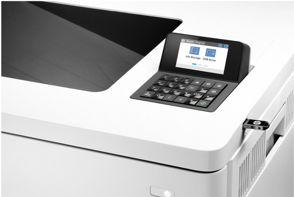HP Color Laserjet Enterprise M554DN Printer, color, printer for print, printing via the USB port at the front; Double -sided