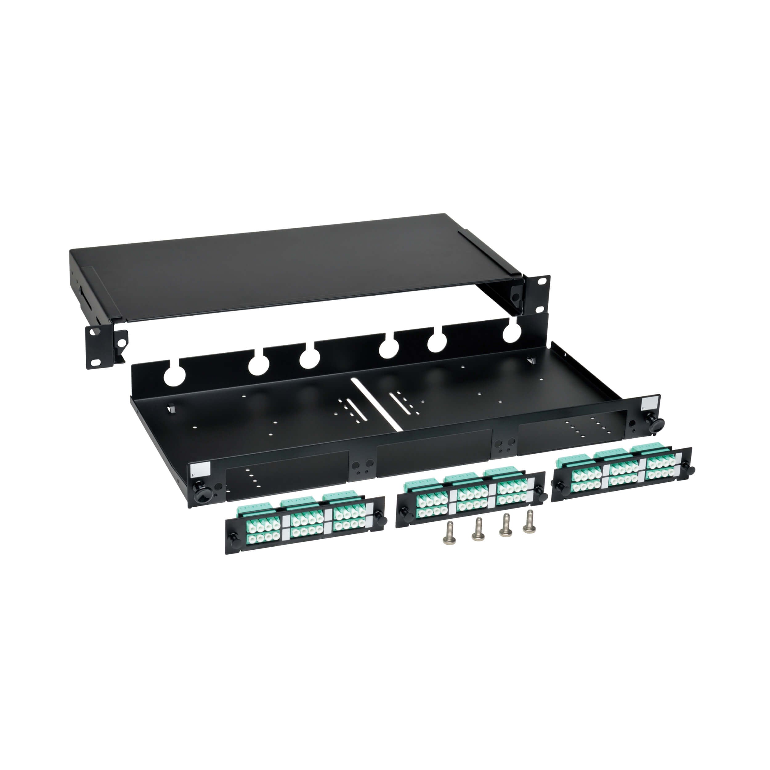 Tripp Lite N492-036-LCLC-E Glasfaser-Patch Panel-Gehäuse mit 36 Anschlüssen, 1-HE-Rack-Montage (LC/LC)