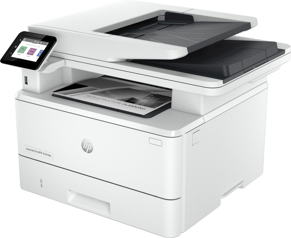 HP LaserJet Pro MFP 4102fdw printer, Zwart-wit, Printer voor Kleine en middelgrote ondernemingen, Printen, kopiëren, scannen, faxen, Draadloos; Geschikt voor Instant Ink; Printen vanaf een telefoon of tablet; Automatische documentinvoer