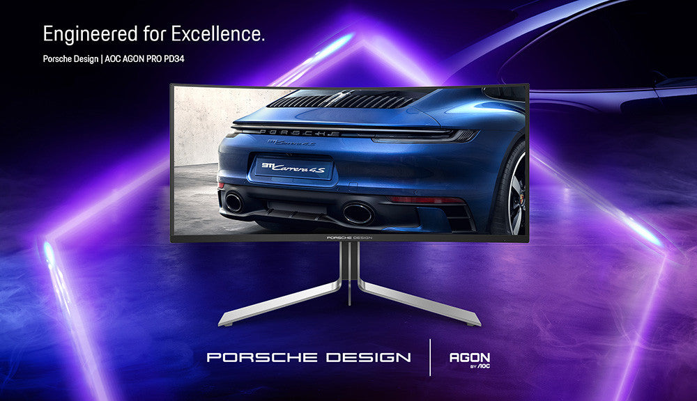 AOC Porsche PD34 Computerbildschirm 86,4 cm (34") 3440 x 1440 Pixel Wide Quad HD QD-OLED Schwarz