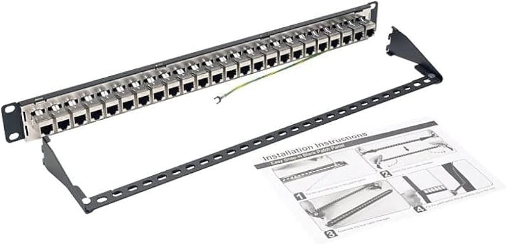 Tripp Lite N254-024-SH 24-Anschlüsse 1-HE-Rack-Montage STP geschirmt Cat6 /Cat5 Durchführungs-Patchpanel, RJ45 Ethernet, TAA