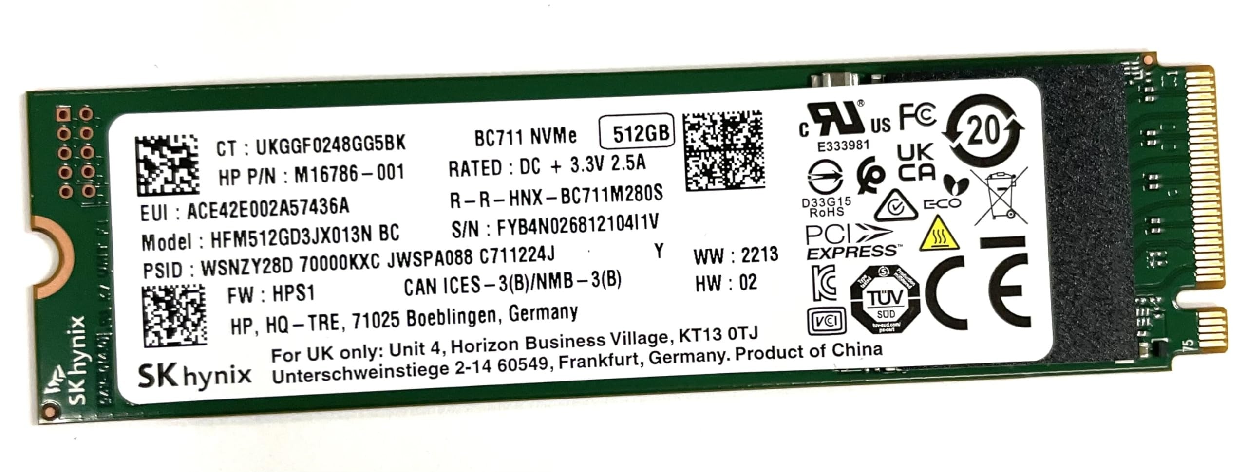 SK hynix 512 GB M.2 BC711 80-mm-SSD HFM512GD3JX013N