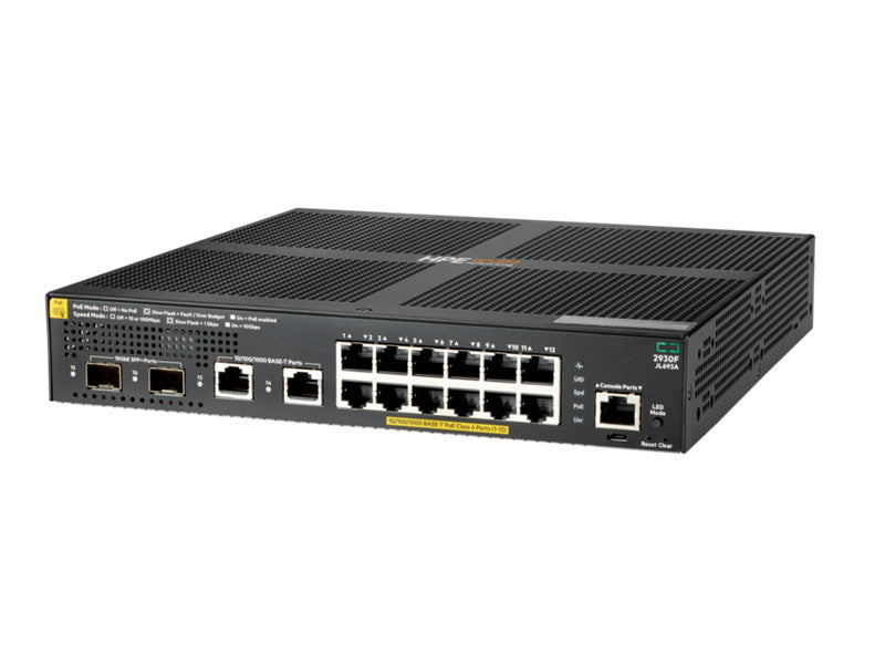 HPE Aruba 2930F 12G PoE+ 2G/2SFP+ Managed L3 Gigabit Ethernet (10/100/1000) Power over Ethernet (PoE) 1U Zwart