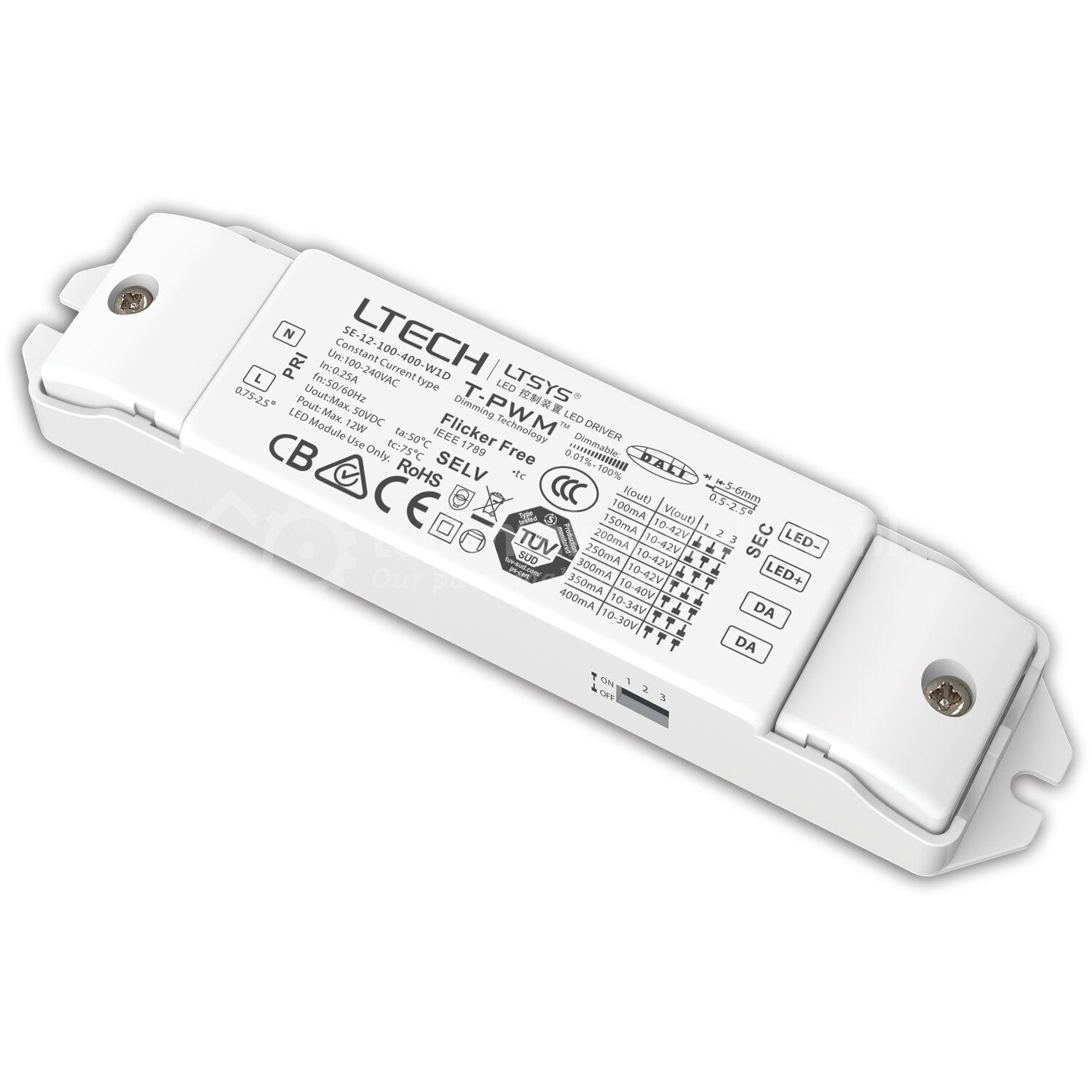 LTech LED driver Dali 100-400MA 12W SE-12-100-400-W1D 10404413