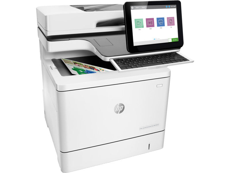 HP Color Laserjet Enterprise Flow MFP M577C, color, printer for company, printing, copying, scanning, faxing, input for 100 sheets; Printing via the USB port at the front; Scanning to e-mail/pdf; Double -sided